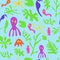 Seaweed, sea horses, jellyfish and other small animals and plants
