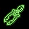 secateurs for cutting house plant branch neon glow icon illustration