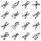 Secateurs icons set, outline style