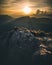 Seceda Mountain during Sunset in the Dolomites in Autumn