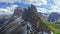 Seceda peak in South Tyrol, aerial view, Dolomites