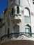 Secessionist style facade detail with balcony and green window