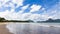 Secluded beach landscape in El Nido Palawan.Pristine cove with Cadlao Island view.Tropical beach lanscape.