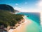 Secluded beaches Capture the landscape from a bird\\\'s eye view made with generative ai