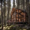 A secluded mountain cabin with a retractable roof for stargazing, surrounded by towering pines