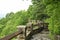 Secluded stone lookout nested in the forest