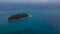 Secluded tropical island in Thailand. Hai Harn. Drone photo. Landscape. Rainy day. Cloudy