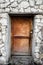Secluded Wooden Door Set in Brick