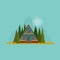 Secluded wooden hut in the middle of fir forest with peaks