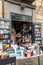 Second hand used books for sale on a bookstoreâ€™s stand at teh Piazza Gesu Nuovo, Naples, Italy