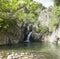 Second waterfall falling through the cliffs on Fonias river at Samothrace island, Greece