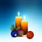 Second Week of Advent - Two Realistic Vector Candles with Christmas Decoration on Cold Blue Background.