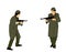 Second world war army soldier opponents with rifle in battle vector illustration.