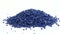 Secondary granule made of polypropylene, Dark blue plastic pellets crumbles on isolated background. Plastic raw materials in granu