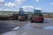 Secovlje Saltworks, Piran / SLOVENIA - September 9, 2019: Saline workers putting together wood with machines