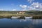 Secovlje Saltworks, Piran / SLOVENIA - September 9, 2019: View of water channel with boats, way of transportation in saltworks