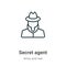 Secret agent outline vector icon. Thin line black secret agent icon, flat vector simple element illustration from editable army