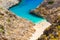 Secret beach on remote island. Rizoskloko, Crete, Greece. Seitan Limani
