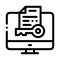 Secret Documents in Computer Icon Vector Outline Illustration