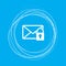 Secret mail icon on a blue background with abstract circles around and place for your text.