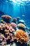 Secret ocean underwater world teeming with colorful coral reefs