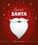 Secret Santa banner design with white beard and snowflakes on red background. Time for presents. - Vector