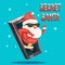 Secret santa claus gift bag christmas new year greating card mobile smartphone cartoon design vector illustration