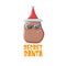 Secret santa claus label with funky brown cute little kawaii santa claus potato cartoon characters with red santa hat