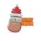 Secret santa claus label with funky brown cute little kawaii santa claus potato cartoon characters with red santa hat