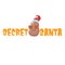 Secret santa claus label with funky brown cute little kawaii santa claus potato cartoon characters with red santa hat