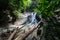 Secret tropical waterfall in jungle on a Samui island.