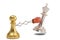 Secret weapon business concept with a chess pawn joke boxing glove.3D illustration