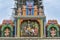 A section of the entrance arch to Hindu Naguleswaram Temple at Keerimalai in the Jaffna region of Sri Lanka.