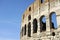 A section of the facade of the Colosseum Flavian Amphitheatre in Rome, Lazio, Italy
