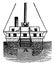 Section of the Floating Battery Fulton, vintage illustration