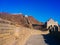 A section of the Great Wall of Mu Tian Yu Chang Cheng filmed in a winter sunny day against the backdrop of the mountains