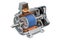 Section of industrial electric motor, 3D rendering