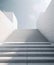 Section of Outdoor White Spacious Stairs on Clean White Background. Generative ai