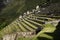 A section of rock terraces at the ruins of Machu Picchu, Peru.