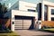 sectional modern residence with white gate gateway and contemporary garage door