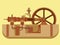 Sectional steam engine. In minimalist style Cartoon flat raster