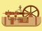 Sectional steam engine. In minimalist style Cartoon flat vector