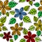 Sections flowers unfit colored, and outlines floral seamless pattern