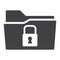 Secure data folder solid icon, security padlock
