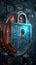 Secure digital environment 3D padlock symbolizes cyber security concept