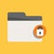 Secure Folder. Business Folder Icon in flat design with padlock symbol at right side.