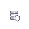 Secure hosting, server vector line icon on white