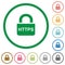 Secure http protocol flat icons with outlines