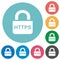 Secure http protocol flat round icons