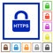 Secure https protocol flat framed icons